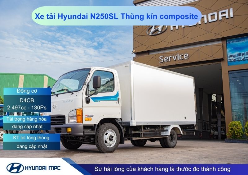 Giá xe tải Hyundai Mighty N250SL thùng kín composite 2T - 2.5T